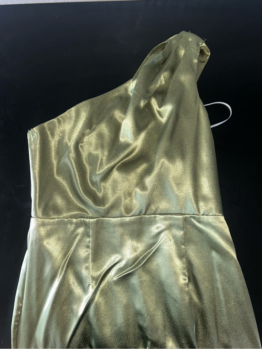 Lulu's Metallic Olive One-Shoulder Cocktail Dress